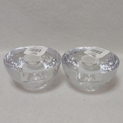 Ralph Lauren Clear Lead Crystal Pair of Hewitt Candle Holders XY970/337 Taper - Picture 1 of 14