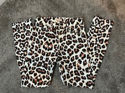 MOTHER Brown Leopard Print ''High Waisted Looker Ankle Fray  Jeans, Size 24