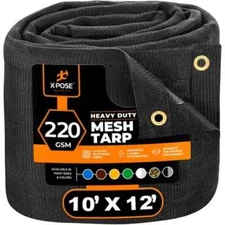 Heavy Duty Mesh Tarp 10’ x 12’ Black Cover