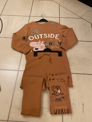 Kinder Mädchen Jungen Peppa Pig 2-teiliges Set Burnt Orange Alter 5-6 Jahre