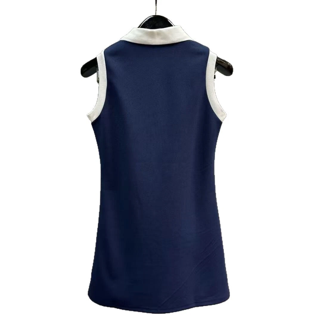 Abito donna Thom Browne ricamato colore a contrasto senza maniche collo alto