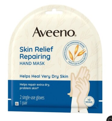 (2) New! Aveeno Skin Relief Repairing Hand Mask - Extra Dry Problem Skin.