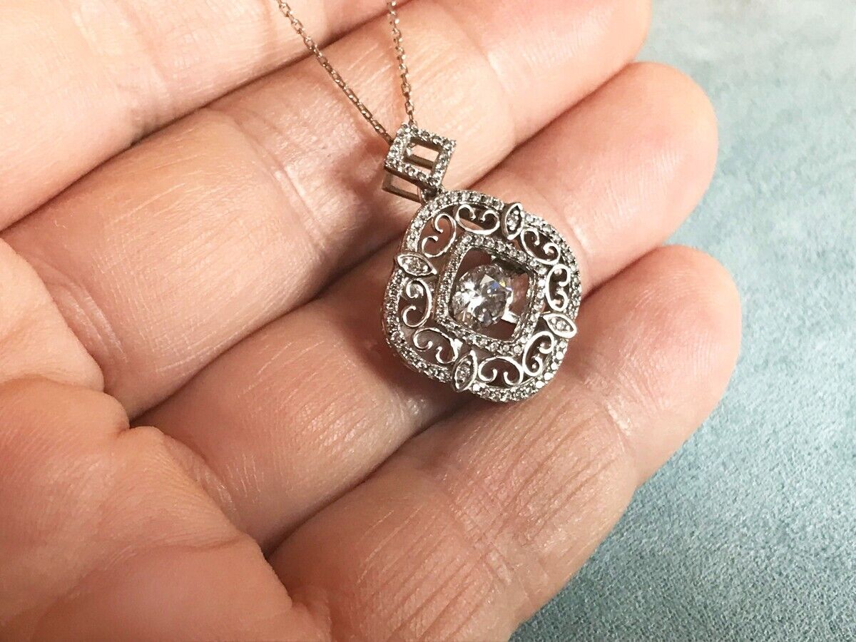 Signed GM CN Sterling Silver Filigree Cubic Zirconia Pendant Signed GM CN Sterling Silver Filigree Cubic Zirconia Pendant