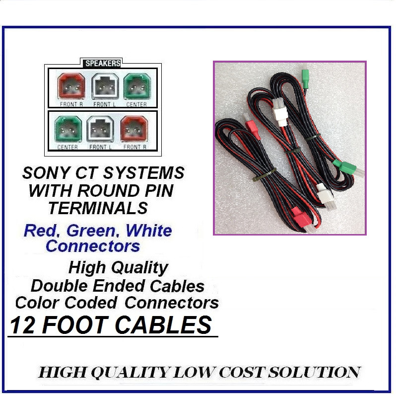 3x 12 Foot Double Ended 4,2mm Home Theater Speaker Cables So