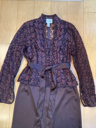 BROWN BEAUTY Davids Bridal Mother Of The Bride Size 6 Jacket Dress - Picture 3 of 19