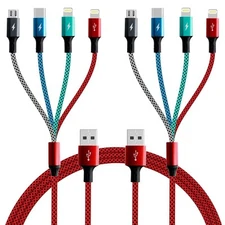 Multi Charging Cable 4A Multi Charger Cable Nylon Braided 4 in 1