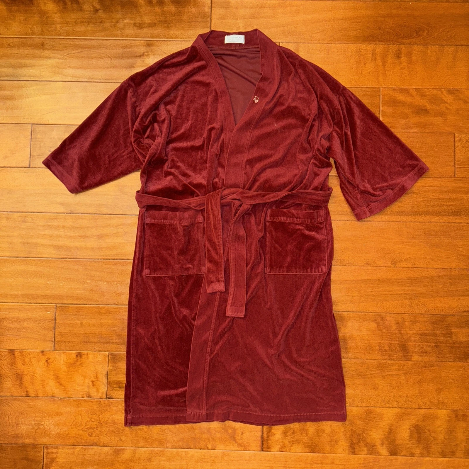 Robe de chambre Christian Dior vintage taille unique homme rouge ceinturée Paris vintage années 90