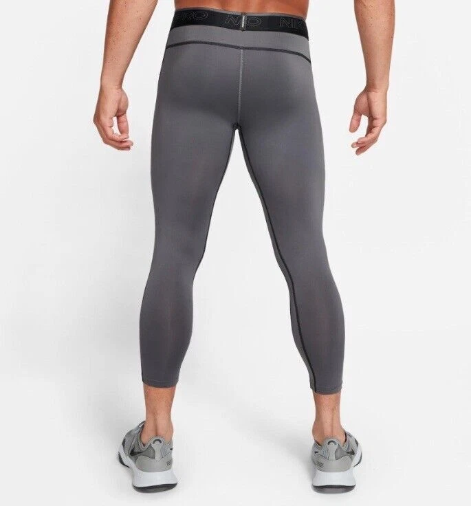 NWT MEN'S NIKE DD1919 068 PRO DRI FIT 3/4 BASE LAYER D. GREY TIGHT LEGGING - Image 4 of 4