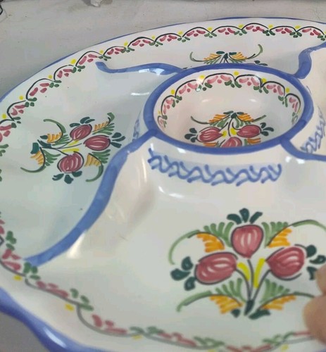 Vintage Divided Platter Handpainted Espana Blue Spain Cottage Core - Picture 5 of 6