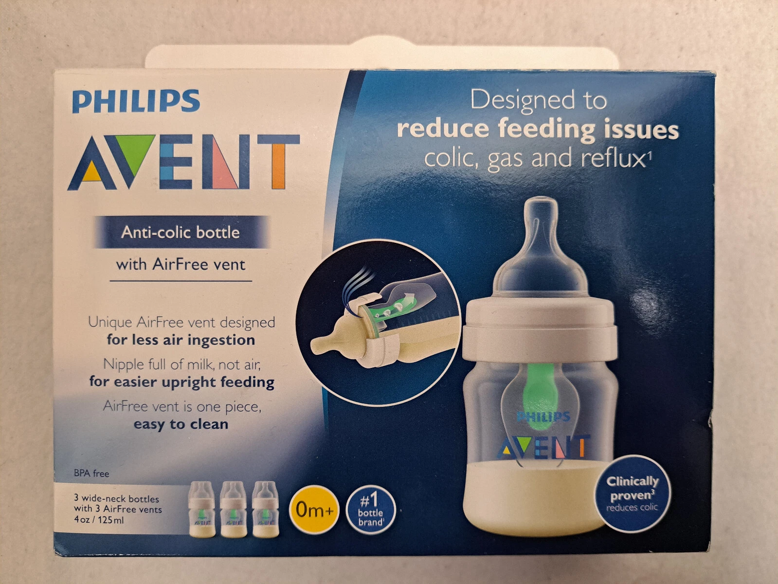 Philips - Avent Wide Neck Baby Bottles 0m+ (3 Pack) 4 Oz #SCF400/34