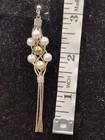 Vintage Silver Gold Tone White Faux Pearl Bead Chain Stud Post Earrings Jewelry  — photo 3