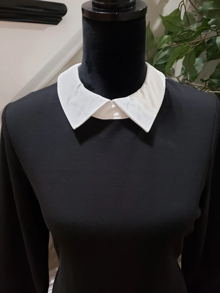 Venus Women's Black Polyester Collared Long Sleeve Casual Knee Length Dress 12 - Image 3 of 4