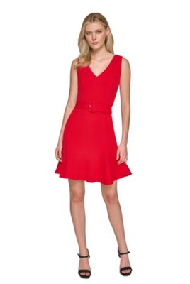 NWT Karl Lagerfeld Paris Women's Size 4 Belted Scuba Crepe Mini Dress Sleeveless