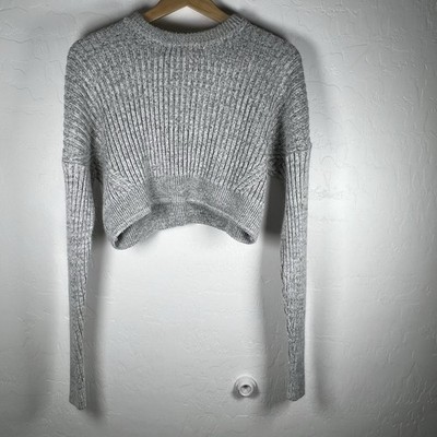 Urban Outfitters Sweater Womens Small Gray Cropped Ribbed Knit Pullover Soft