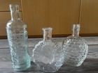 lot 3 decorative glass bottles  decor or vinegars bottling canning raised design — photo 4