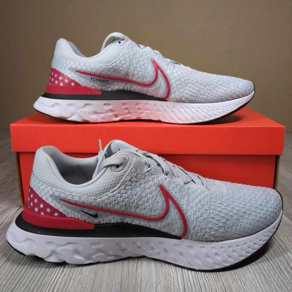 Nike React Infinity Run Flyknit White University Red | eBay display picture 3