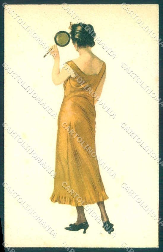 Cartolina Artista Firmata Dressler Fashion Glamour Lady Mirrow serie 445-1 VK9292