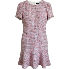 Ann Taylor Womens Multicolor Tweed Flounce Hem Dress Size 10 Short Sleeve