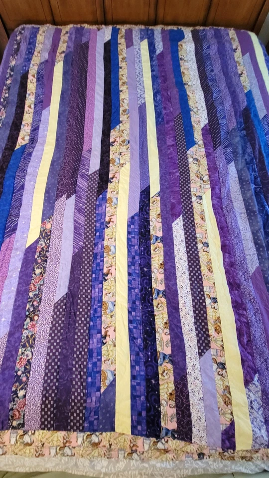 La Bella y la Bestia Manta Hecha a Mano Tira Edredón y Fundas de Almohada Púrpura Celestial Foto 3 de 4