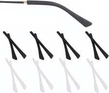 Eyeglass Replacement Temples,Silicone Glasses End Tips Ear Sock Black/White 