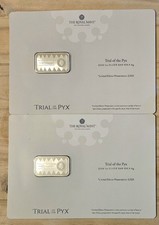 2x Limited Edition 1oz 999.9 Silver Bars Trial of the Pyx From The Royal Mint.