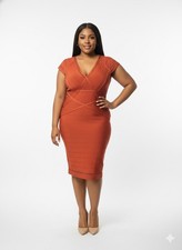 Ashley Stewart Dress Bandage Orange Bodycon Formal 22/24