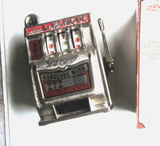 Vtg Carousel Mini Slot Machine LeBanque Carou...