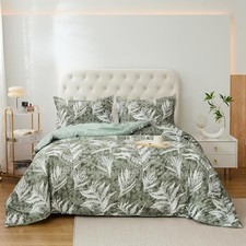 Green Comforter Set  Size Comforter Set 90x90 Inches  Queen Green Leaves