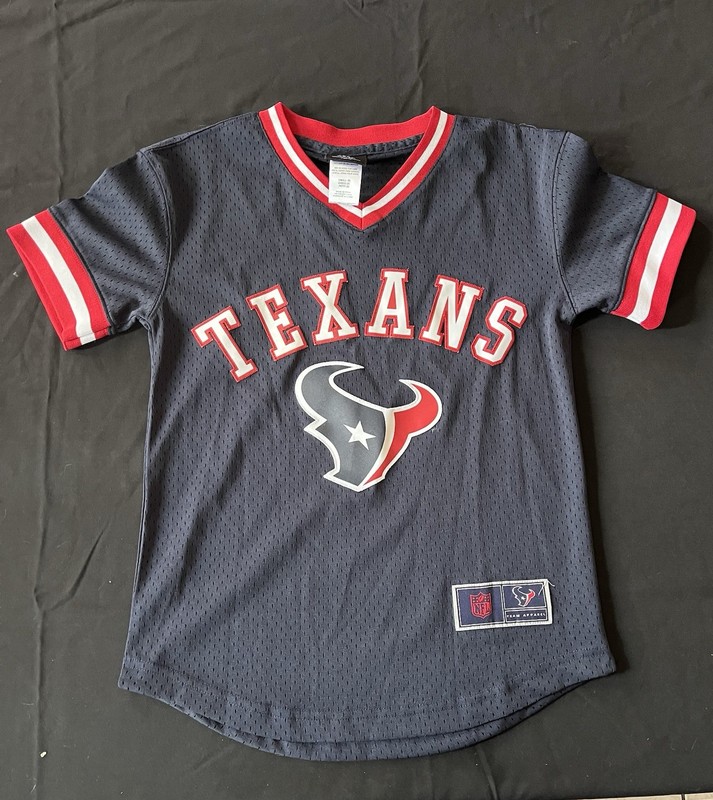 NFL Team Apparel Youth Boys Small 8 Houston Texans Tackle Twill V-Neck Mesh Top
