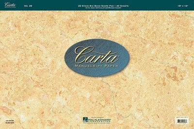 Carta Manuscript Paper: 20 Stave Big Band Score Pad, No. 28: With Jazz Articulat