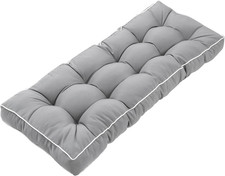 41-Inch Outdoor Bench Cushion with Ties, Weather Resistant Thick Tufted