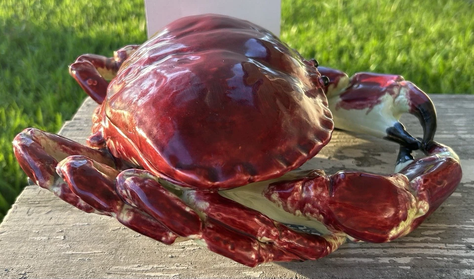 Mayólica francesa Palissy Ware de colección de los años 50 forma de cangrejo puré con tapa Foto 4 de 4