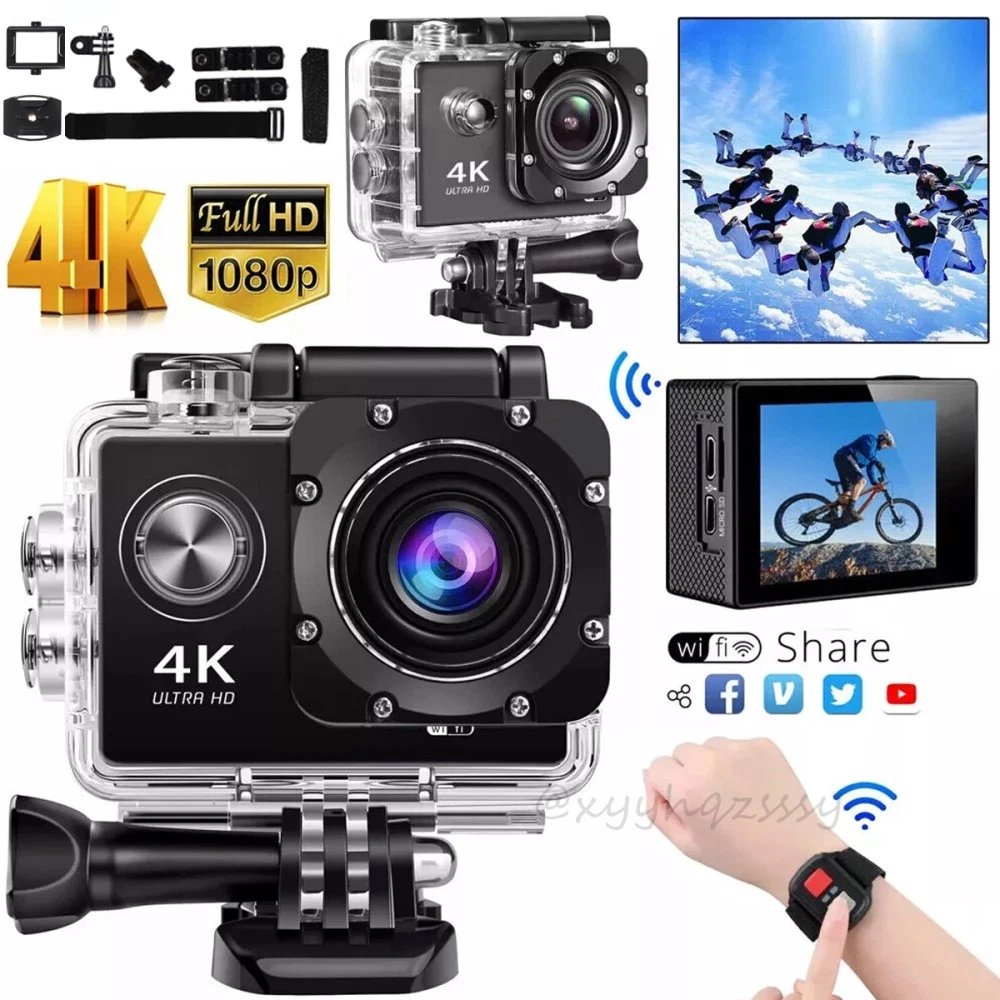 Jadfezy Action Cam 4K 30fps Mit WiFi Und Fernbedienung, 20Mp Und 170° Weitwinkel Sports Kamera