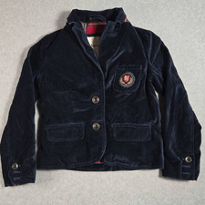 Abercrombie Kids Fitch Velvet Blazer Jacket Youth XL Blue Button Crest Preppy 14