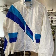 Vintage 90s ASICS blue windbreaker jacket Size Large ski tennis