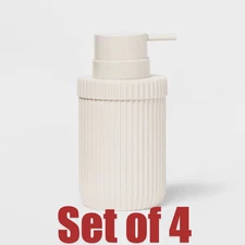 Set of 4 Ribbed Soap Pump Ivory - Room Essentials Resin & Plastic Refillable NEW
