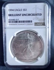 1994 American Silver Eagle $1 BU Brilliant Uncirculated NGC Brown Label