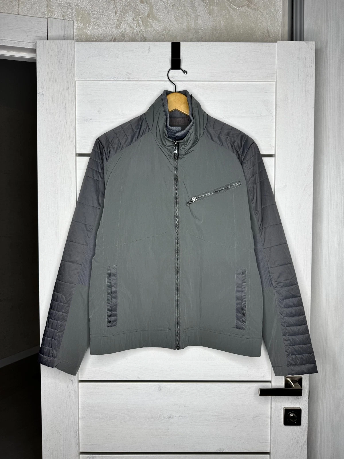 Calvin Klein Nylon Bomber Jacket Men’s Size Medium M Grey Y2K