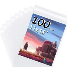 100 PCS Crystal Photo Sleeves Storage Bags Fits 11x14 Print 11 3/7x14 3/8 Inch