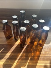 X10 Apothecary Amber Brown Glass Bottles With Lids