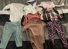 Girls Lot 9-12 Months 7 Pieces Onsies,pants,dresses, Colorful Spring/summer Mix