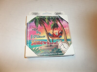 NIB It's 5 O'Clock Somewhere Stone Coaster w/ Easel St. John Croix Nassau Bahama