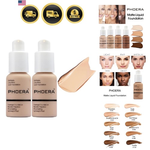 Foundation Flawless Soft Matte 24HR Oil Control Full Coverage Makeup for Wome...