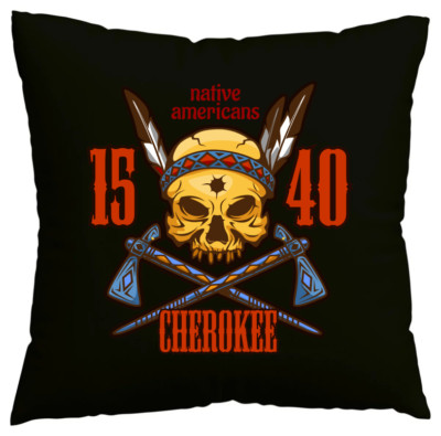 Kissenbezug NATIVE AMERICAN CHEROKEE INDIANER HÄUPTLING ROTHAUT W Schwarz 601085