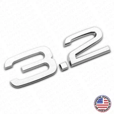 Audi Car Rear Trunk Deck Lid 3.2 Nameplate Emblem Badge OEM Chrome Sline