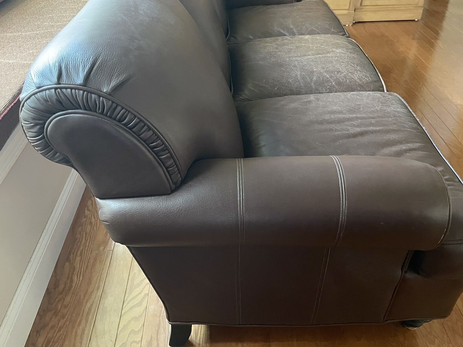 Ethan Allen Leather Sofa eBay