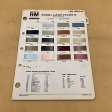1975 Cadillac Deville Fleetwood Eldorado Exterior Color Paint Chip Samples, R-M