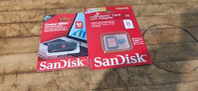 Sandisk Cruzer Glide USB Flash Drive, 64 GB, Black with 8GB microsdhc card