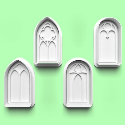 Ausstecher Fondant Stempel Gothic Kirche Fenster Geburtstag Party Backen 4er Set