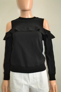 black ruffle cold shoulder top